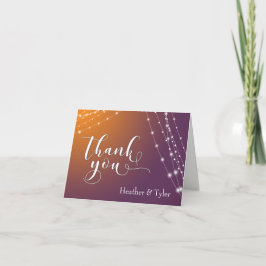 Cartão De Agradecimento Orange Plum Ombre & Light Strings Thank You 1