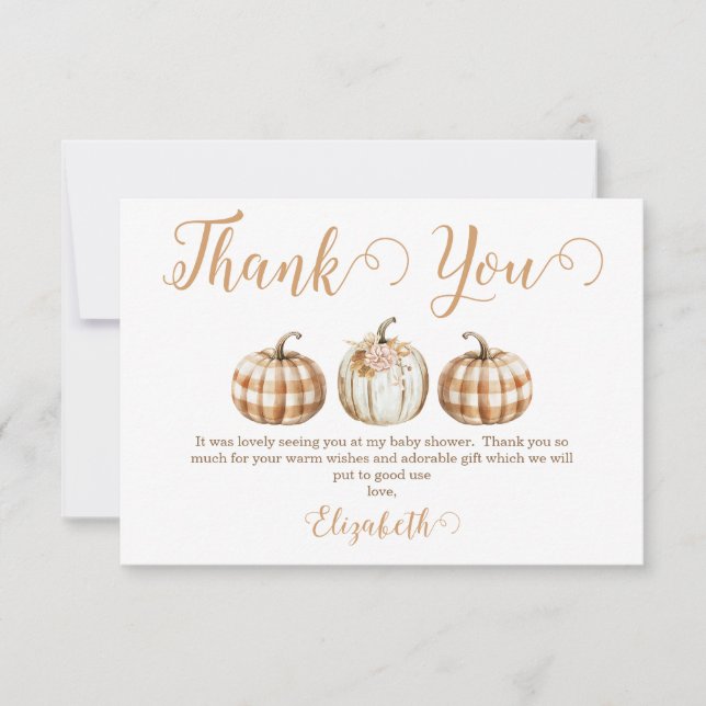 Cartão De Agradecimento Orange Pumpkin Baby Shower Thank You Card (Frente)