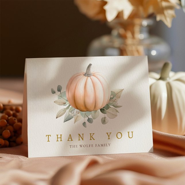 Cartão De Agradecimento Orange Pumpkin Fall Baby Shower Thank You Card (Thank you Card - Blank inside)