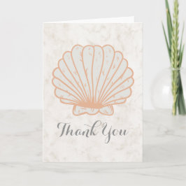 Cartão De Agradecimento Orange Rustic Seashell Weding Obrigado