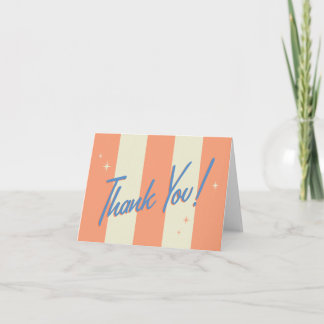 Cartão De Agradecimento Orange Striped Retro Thank You Note Card