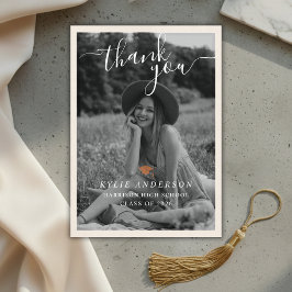 Cartão De Agradecimento Orange Tassel Senior Photo High School Graduation 