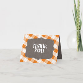 Cartão De Agradecimento Orange & White Gingham Canvas Thank You Cards