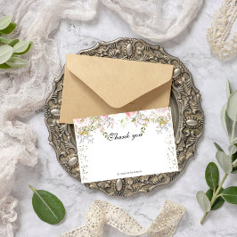 Cartão De Agradecimento Orçamento de flores cor-de-rosa Chuveiro de Noiva 