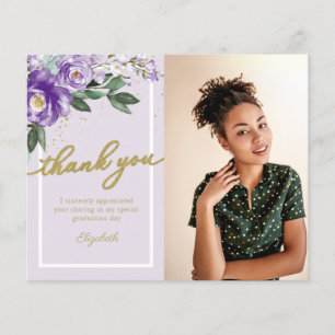Cartão de Agradecimento Orçamento Roxo Floral Foto