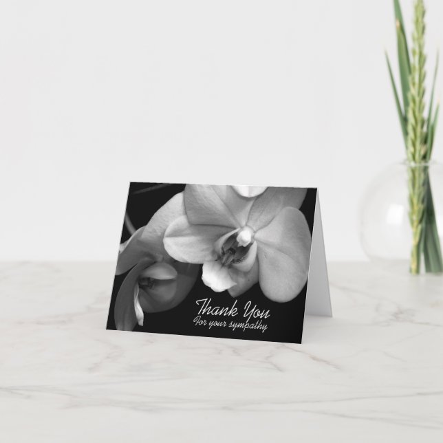 Cartão De Agradecimento Orchid BW Sympathy Thank you Note Card (Frente)