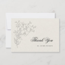 Cartão De Agradecimento Orchid Elevated Ecru Formal Traditional Wedding