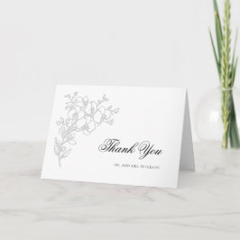 Cartão De Agradecimento Orchid Elevated White Classic Folded Wedding