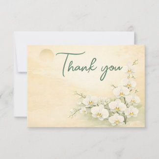 Cartão De Agradecimento Orchid Thank You Card – Ivory White Floral Design
