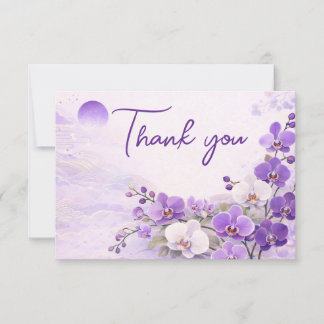 Cartão De Agradecimento Orchid Thank You Card – Purple Floral Design