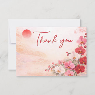 Cartão De Agradecimento Orchid wedding Thank You Card – Pink Floral Design