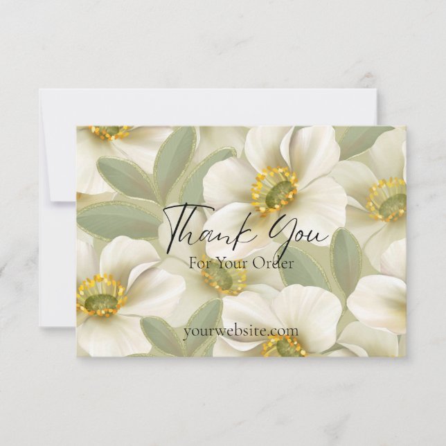 Cartão De Agradecimento Ordem de negócios flexível verde e branca (Frente)