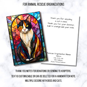 Cartão De Agradecimento Organização de Resgate de Animais de Vidro Colorid