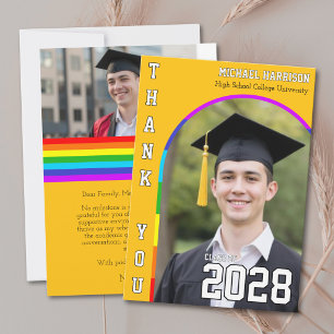 Cartão De Agradecimento Orgulho Aluno Gay Arco-íris Amarelo Grad Obrigado
