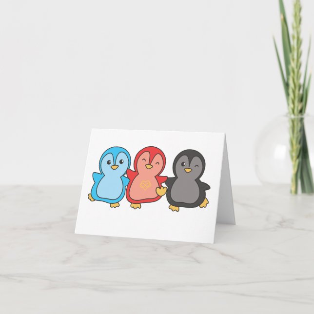 Cartão De Agradecimento Orgulho de Sinalizador Polimário Lgbtq Cute Pengui (Frente)