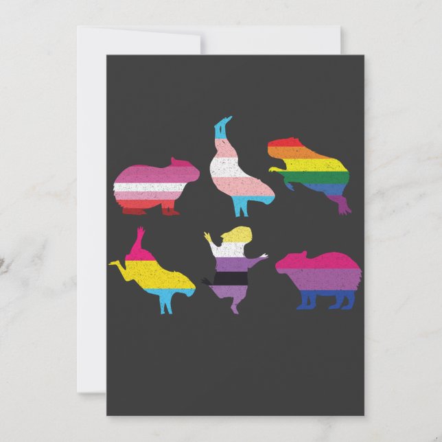 Cartão De Agradecimento Orgulho Transgênero Capybara LGBTQ Rainbow Water P (Frente)