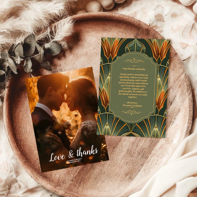 Cartão De Agradecimento Ornamentado Elegante Verde-Azul (Criador carregado)