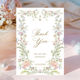 Cartão De Agradecimento Ornamentado Grace Pastel Blush Floral Casamento Ob