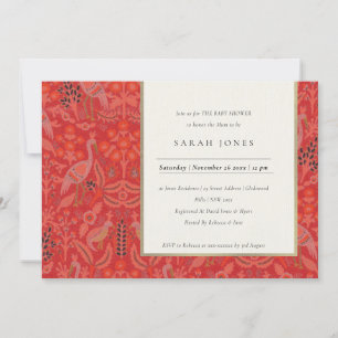 Cartão De Agradecimento Ornamentado Red Classy Flora Peacock Chá de frald