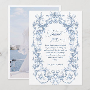 Cartão De Agradecimento Ornamentado Vitoriano Floral Dusty Foto de Casamen