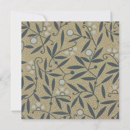 Cartão De Agradecimento Ornate floral pattern with dark blue vines 