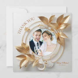 Cartão De Agradecimento Ornate Gold Floral Wedding Thank You Card
