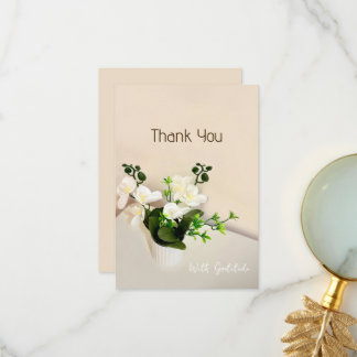Cartão De Agradecimento Orquídea Branca Elegante Floral Obrigado 