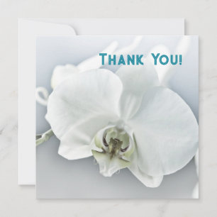 Cartão De Agradecimento Orquídea Branca Personalizada Obrigado Floral