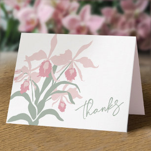 Cartão De Agradecimento Orquídea Cattleya floral moderna rosa poeirento pa