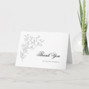 Cartão De Agradecimento Orquídea Elevado Branco Clássico Dobrado Casamento