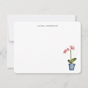 Cartão De Agradecimento Orquídea Rosa Aquarela