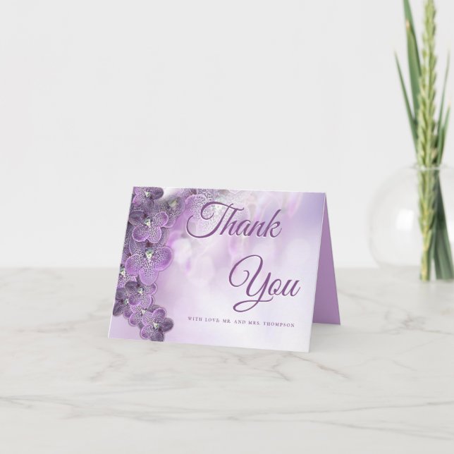 Cartão De Agradecimento Orquídea Violeta Suave design Obrigado (Frente)