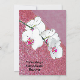 Cartão De Agradecimento Orquídeas Brancas de Cor d'Água de Pluma de Cotaçã