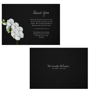 Cartão De Agradecimento Orquídeas Brancas Fundo Ortodoxo Preto Funeral