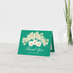 Cartão De Agradecimento Orquídeas Elegantes & Rosas Brancas Botânico Obrig