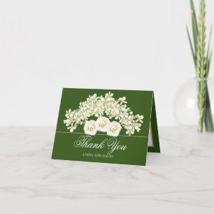 Cartão De Agradecimento Orquídeas Elegantes & Rosas Brancas Botânico Obrig