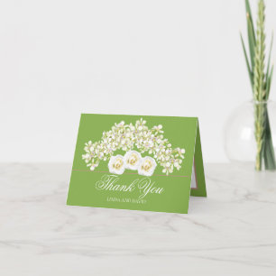 Cartão De Agradecimento Orquídeas Elegantes & Rosas Brancas Botânico Obrig