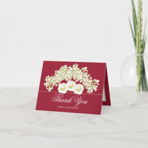 Cartão De Agradecimento Orquídeas Elegantes & Rosas Brancas Botânico Obrig