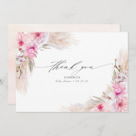 Cartão De Agradecimento Orquídeas Rosa Capim das Pampas Chuveiro Obrigado