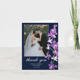Cartão De Agradecimento Orquídeas Roxas, Casamento Elegante Moderno Obriga