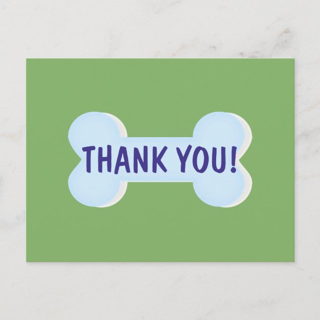 Cartão de agradecimento Osso de Cachorro Azul (Frente)