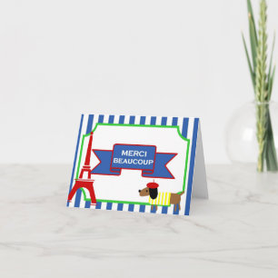 Cartão De Agradecimento Oui Oui Paris Art Dog e Eiffel Tower