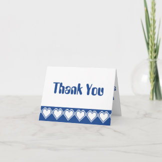 Cartão De Agradecimento Our 8-Bit Hearts in Blue Thank You Card