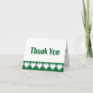 Cartão De Agradecimento Our 8-Bit Hearts in Green Thank You Card