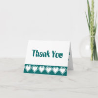 Our 8-Bit Hearts in Teal Thank You Card