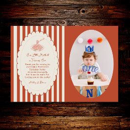 Cartão De Agradecimento Our little meatball is turning one Birthday Photo 