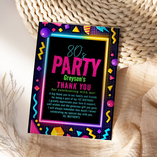 Cartão De Agradecimento our little Retro Neon 80's Birthday Party (our little Retro Neon 80's Birthday Party Thank You Card
#RetroBirthdayParty #80sBirthday #NeonParty)