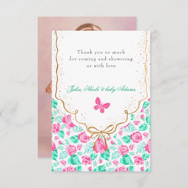 Cartão De Agradecimento Our Lovely One Baby Shower (Frente/Verso)