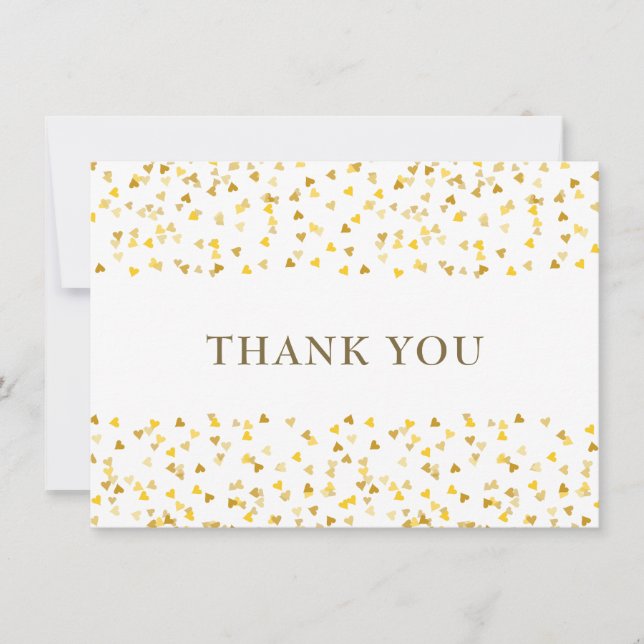 Cartão De Agradecimento Ouro Amor Corações Obrigado (Frente)