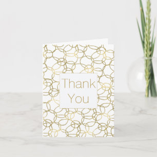Cartão De Agradecimento Ouro Branco Glam Círculos Elegantes Obrigado